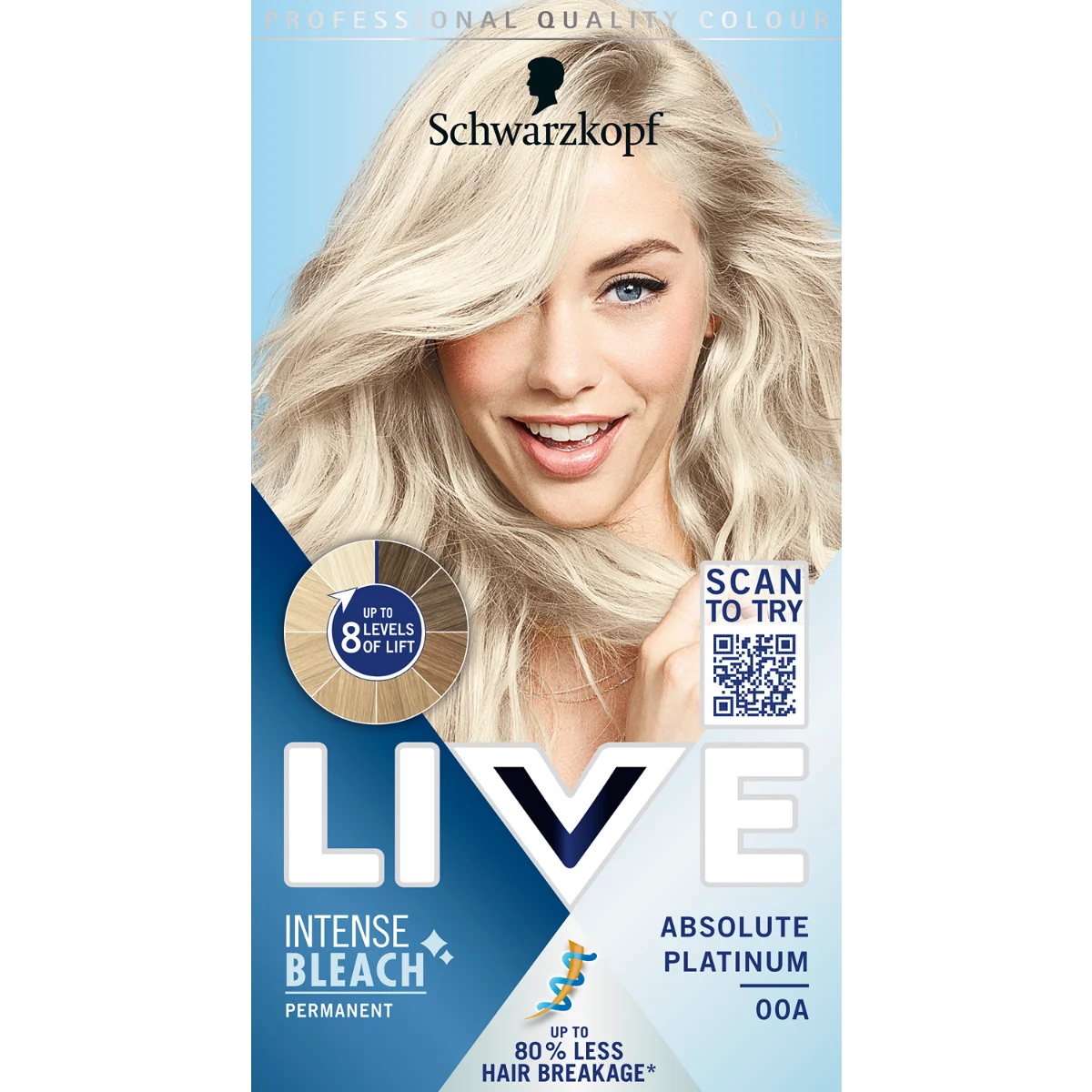 Schwarzkopf Live Intense Bleach rozjaśniacz do włosów 00A Absolute Platinum, 1 szt.