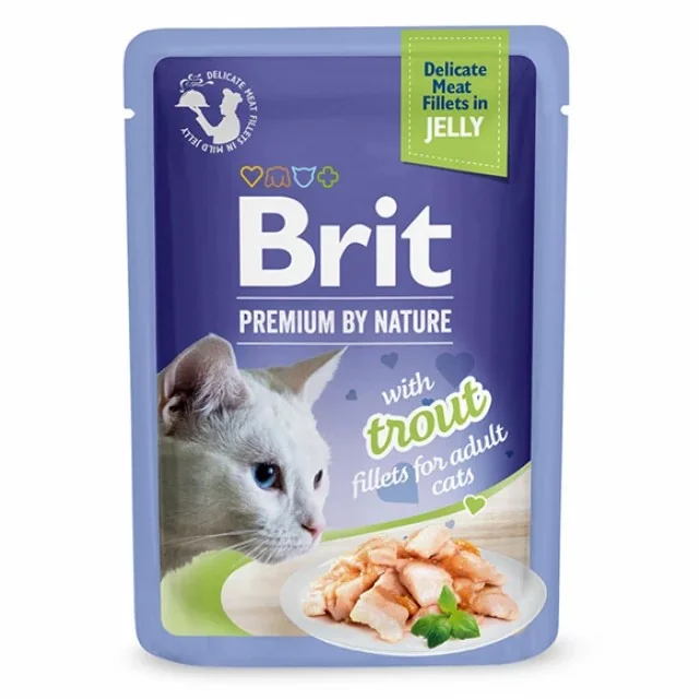 Brit Premium Fillets Jelly with trout, Mokra karma z filecikami pstrąga w galaretce dla dorosłych kotów, 85g