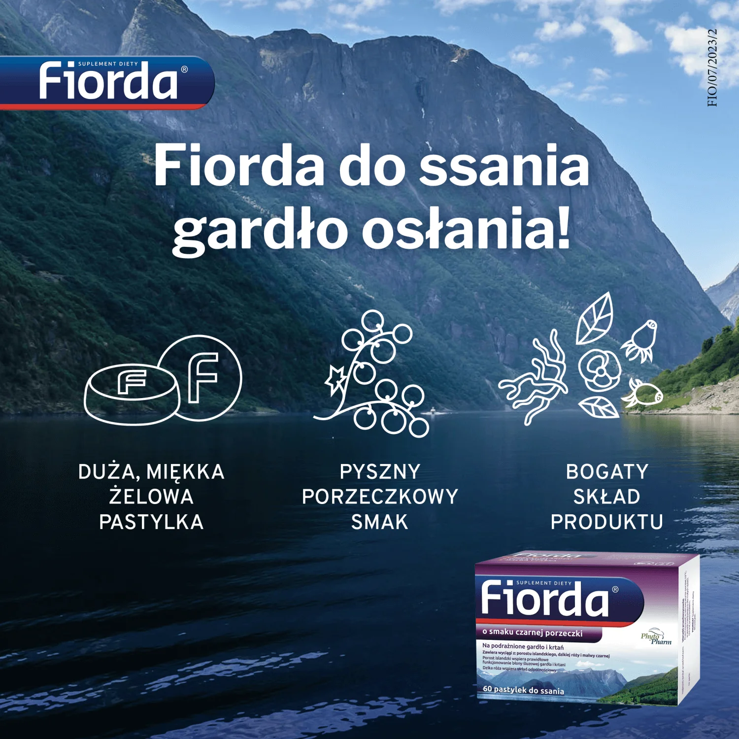 Fiorda 60 pastylek do ssania o smaku porzeczkowym