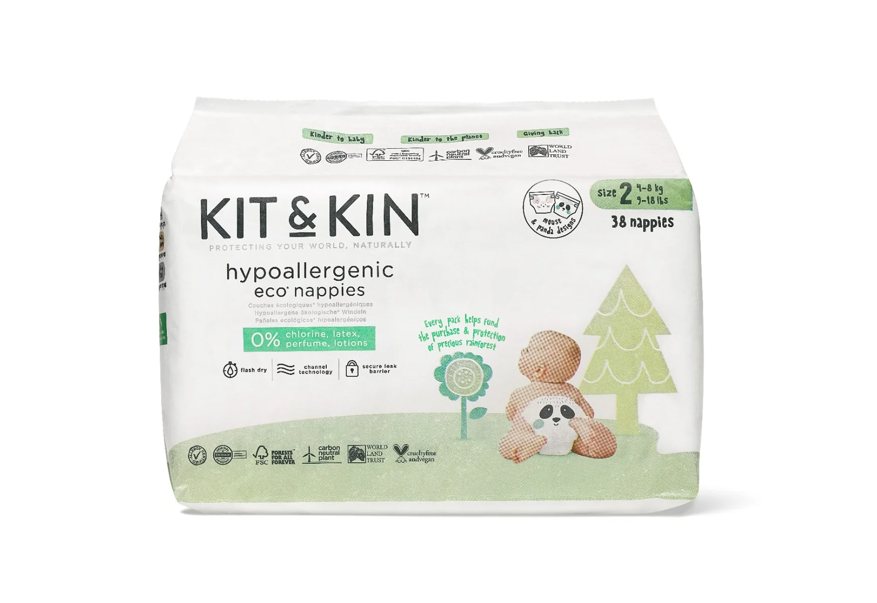 Kit & Kin, biodegradowalne pieluszki jednorazowe 2 Midi (4-8 kg), 40 szt.