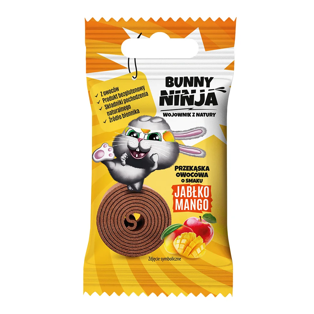 Bunny Ninja Fruit Rolls przekąska owocowa o smaku jabłko-mango, 15 g