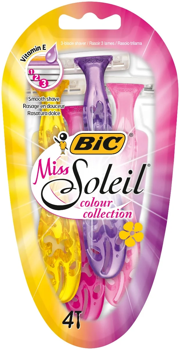 BiC Miss Soleil Colour Collection Maszynka do golenia dla kobiet, 4 szt.