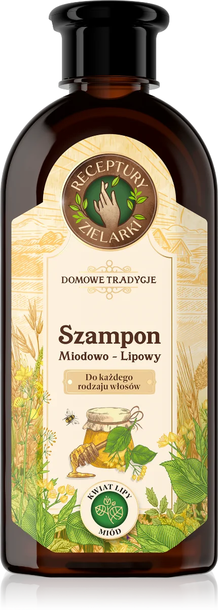 Receptury Zielarki Domowe Tradycje, szampon miodowo-lipowy do każdego rodzaju włosów, 350 ml