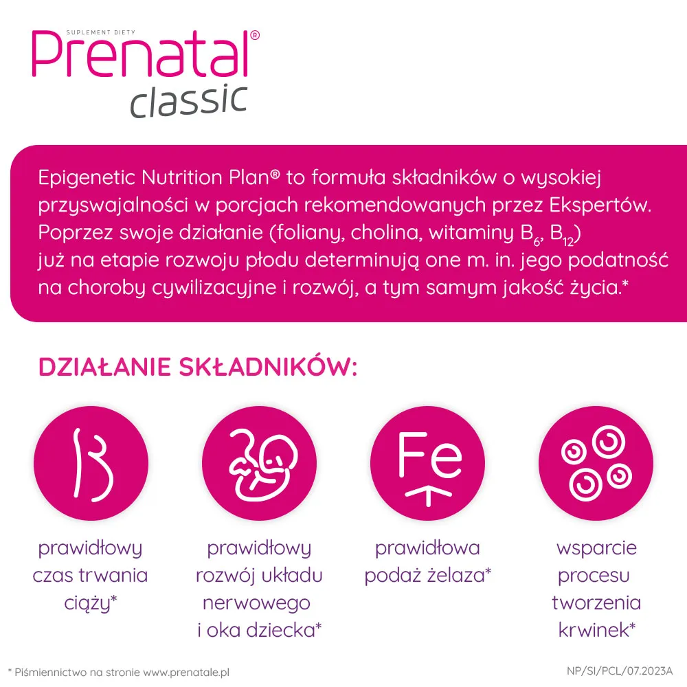 Prenatal Classic, suplement diety, 90 kapsułek twardych 