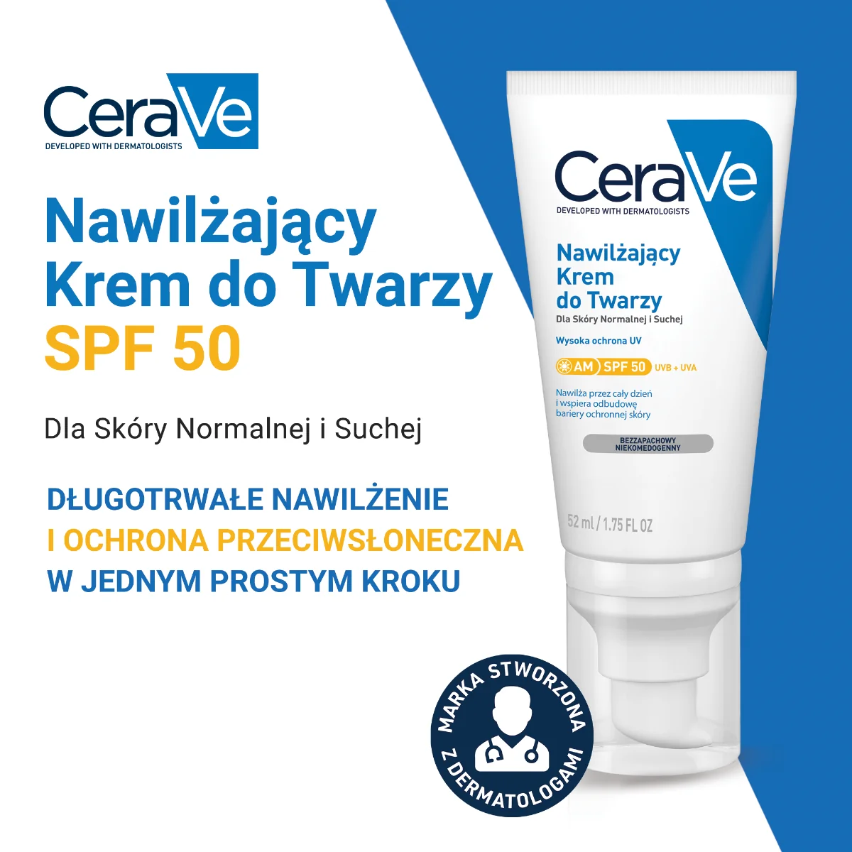 CeraVe nawilżający krem do twarzy SPF 50, 52 ml