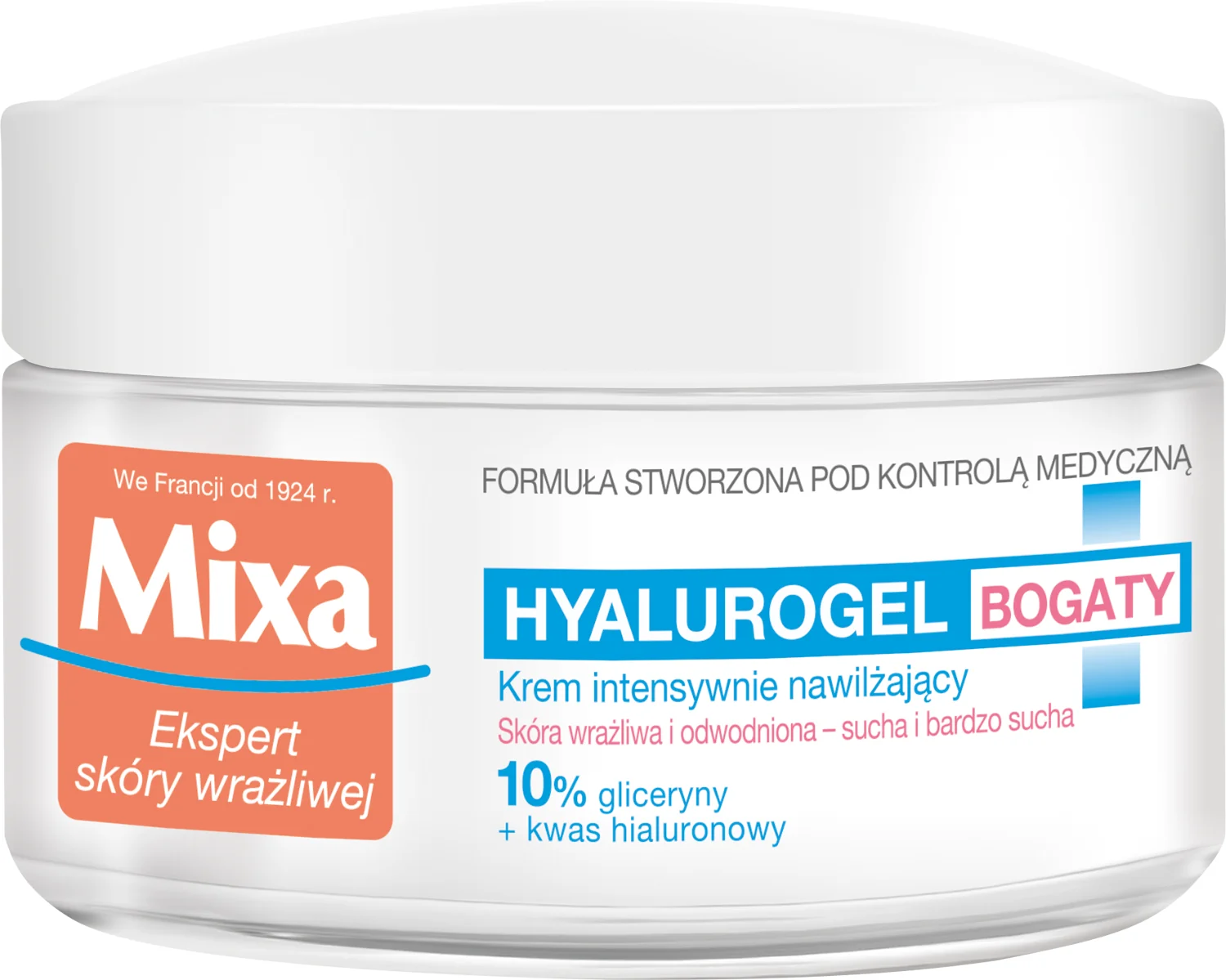 Mixa Hyalurogel intensywnie nawilżający krem do twarzy, 50 ml