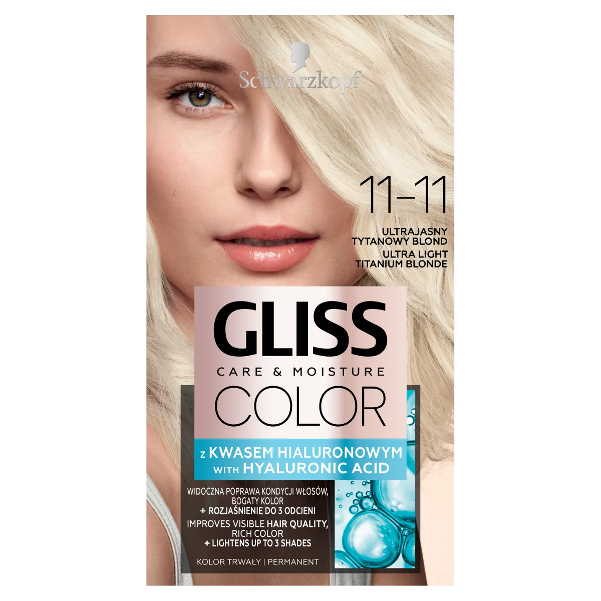 Schwarzkopf Gliss Color Farba do włosów nr 11-11 Ultrajasny tytanowy blond, 1 szt.