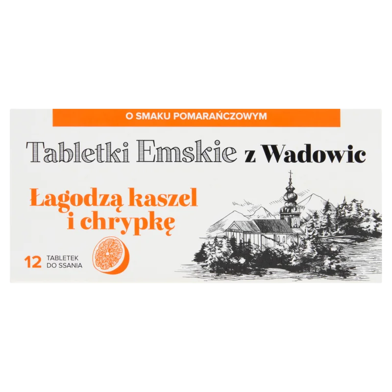 Tabletki Emskie z Wadowic, smak pomarańczowy, 12 tabletek do ssania