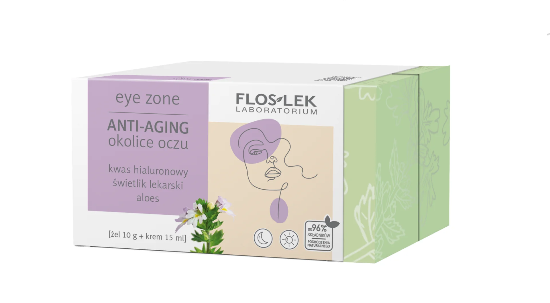 Floslek Anti-Aging okolice oczu, zestaw kosmetyków dla kobiet, 10 ml + 15 ml