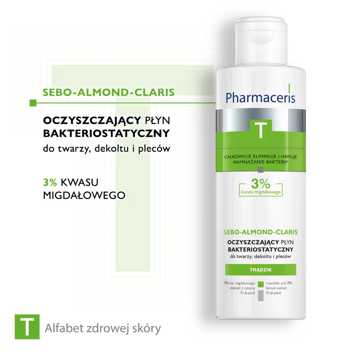 Pharmaceris T Sebo-Almond-Claris oczyszczający płyn bakteriostatyczny, 190 ml