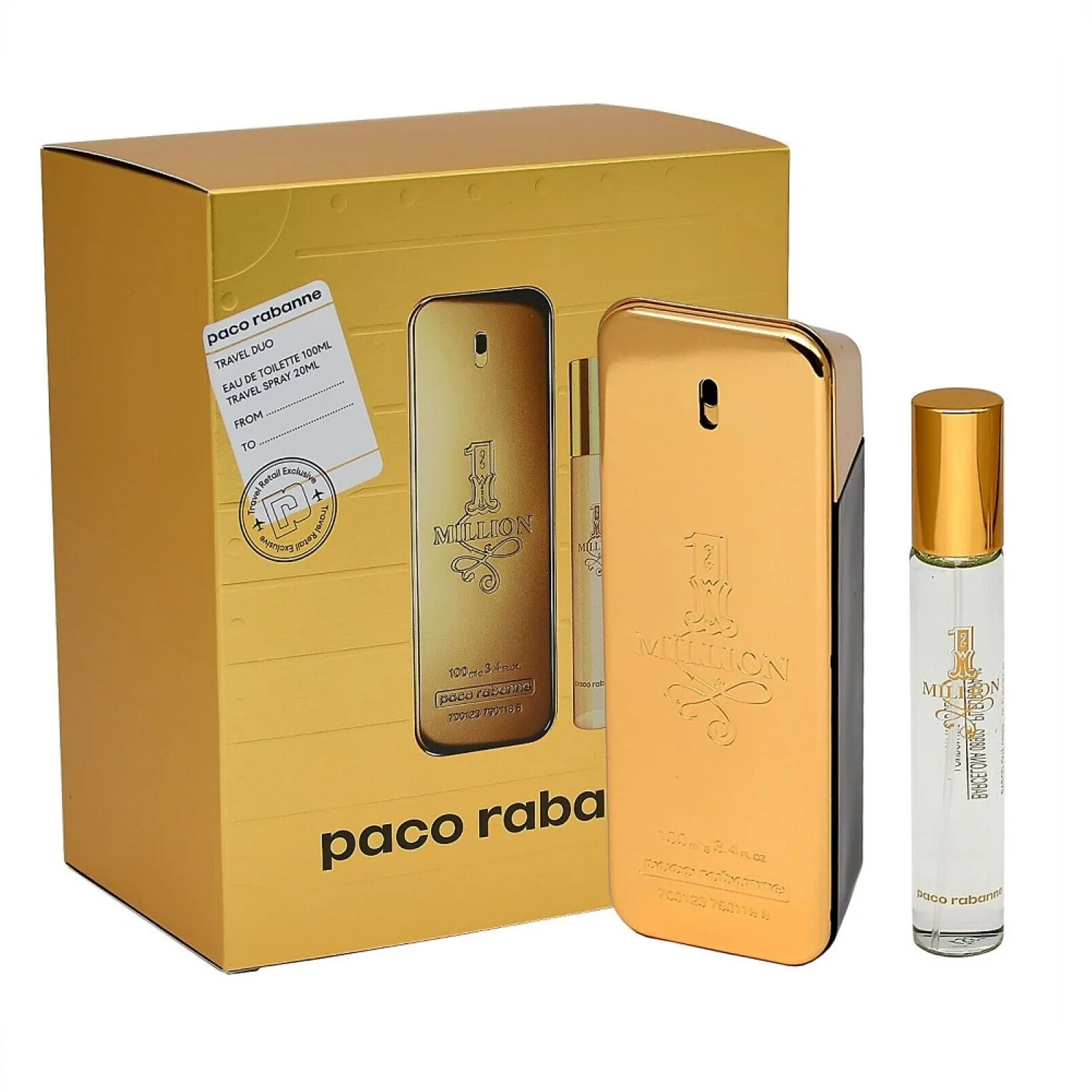 Paco Rabanne 1 Million, zestaw woda toaletowa, 100ml + woda toaletowa, 20ml