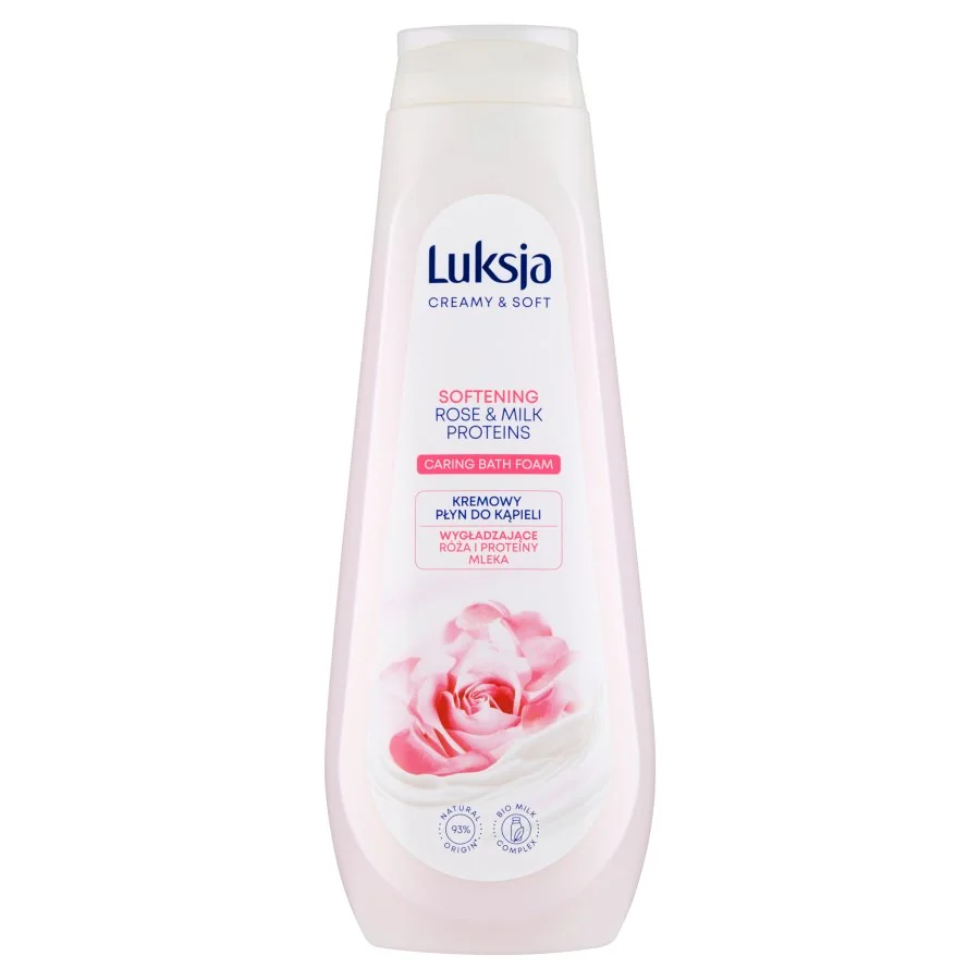 Luksja Creamy & Soft, kremowy płyn do kąpieli Róża i Proteiny mleka, 900 ml