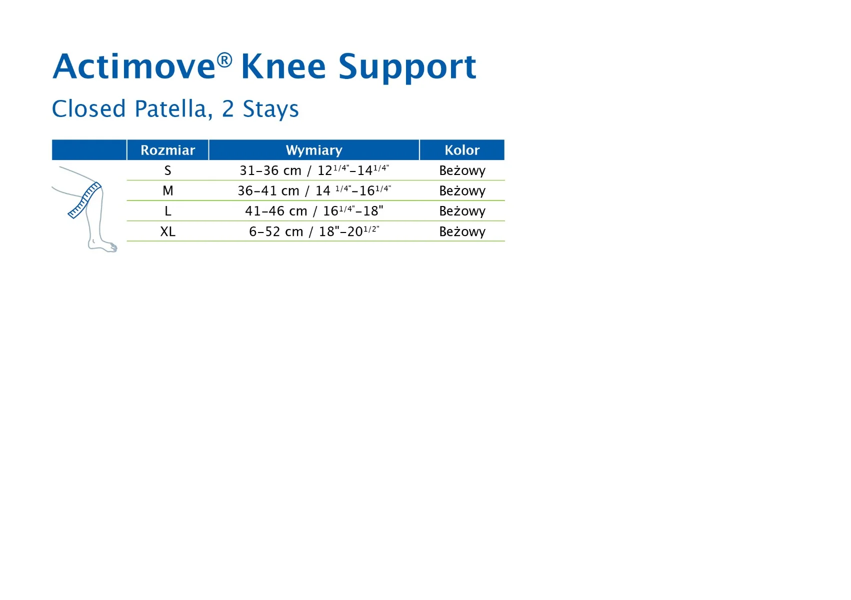 Actimove Everyday Supports opaska stabilizująca staw kolanowy z zabudowaną rzepką i 2 fiszbinami, beżowa, S, 1 szt. 