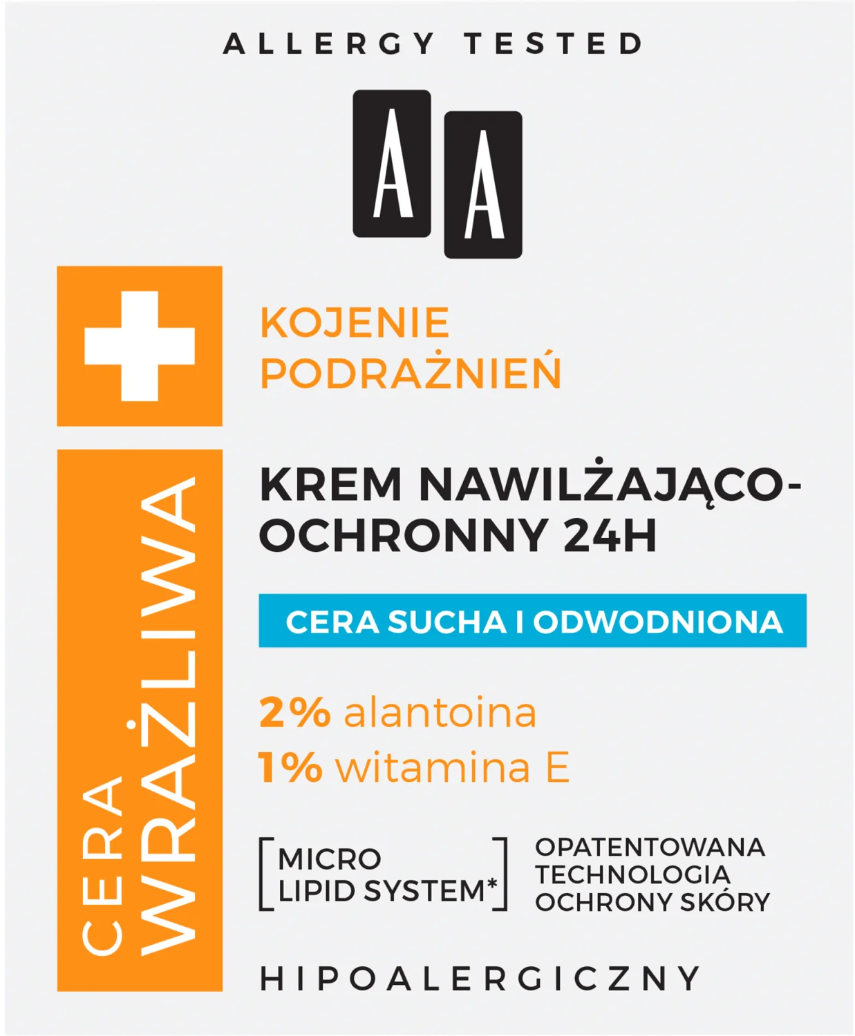 AA CERA WRAŻLIWA Krem nawilżająco-ochronny 24H, 50 ml