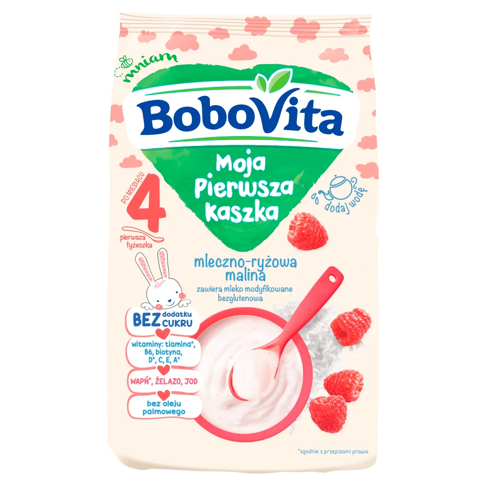 BoboVita Moja Pierwsza Kaszka mleczno-ryżowa malinowa, 230 g