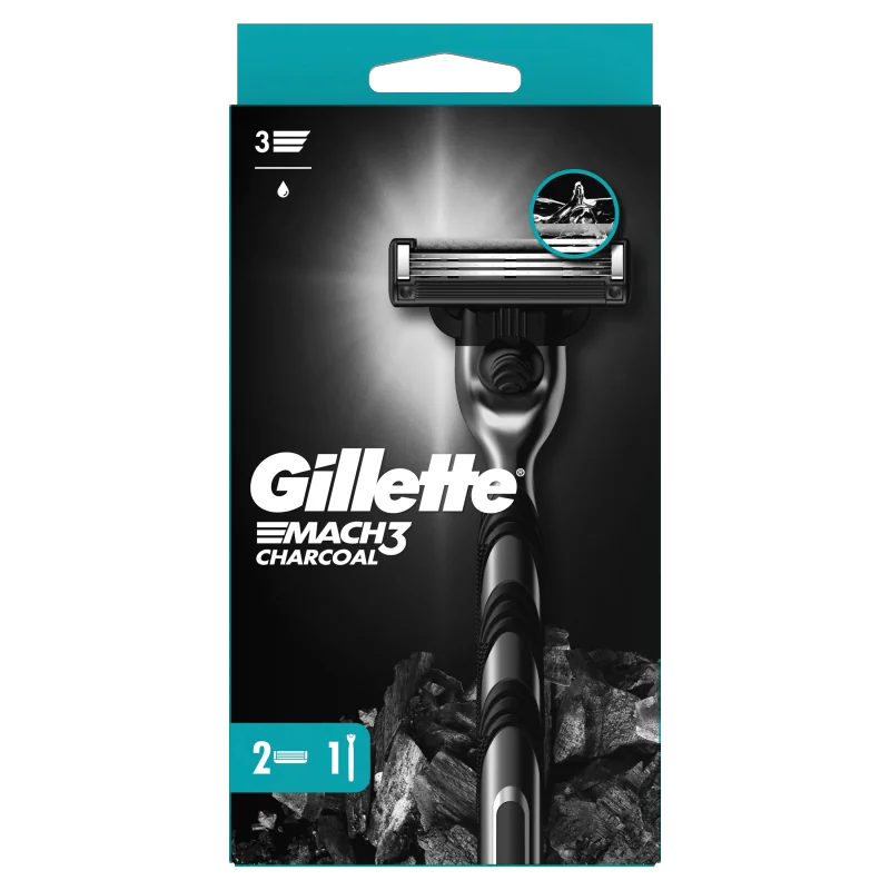 Gillette Mach3 Charcoal Maszynka do golenia z 2 wymiennymi ostrzami dla mężczyzn, 1 szt.