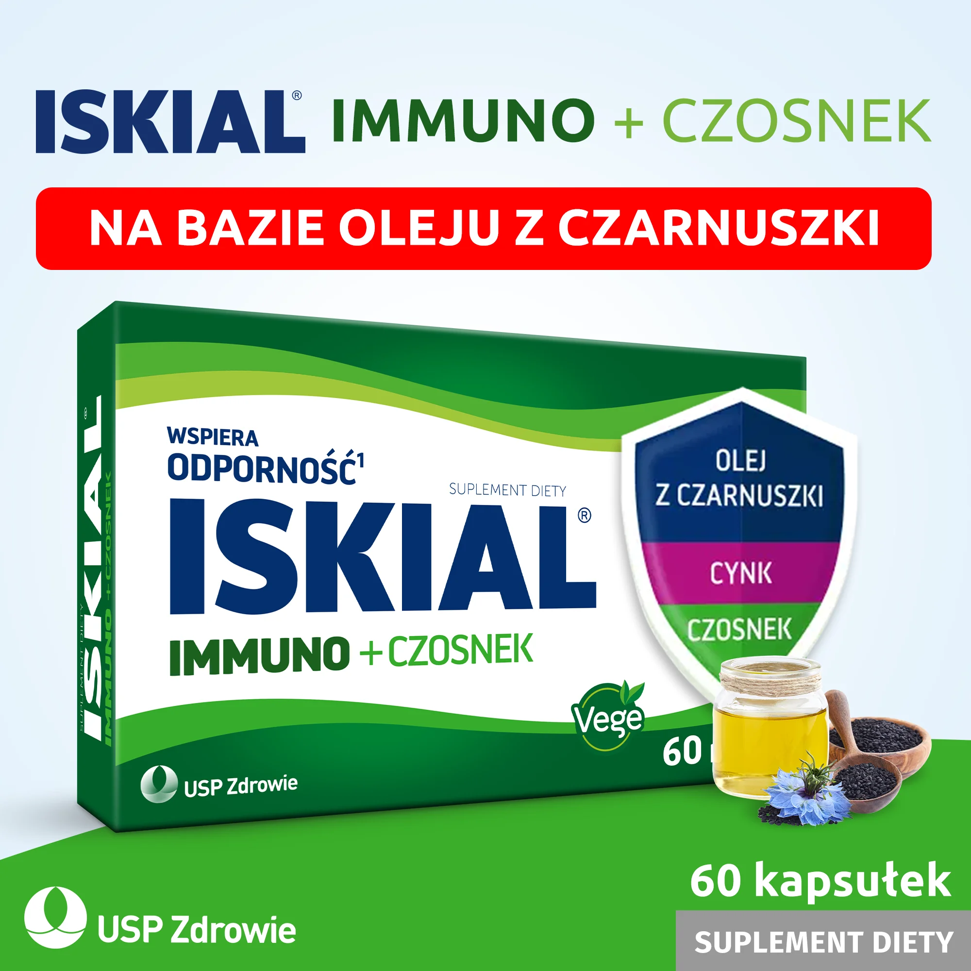 Iskial Immuno + czosnek, 60 kapsułek