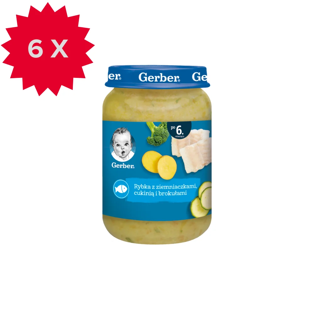 Gerber obiadek rybka z ziemniaczkami, cukinią i brokułami, 6 x 190 g