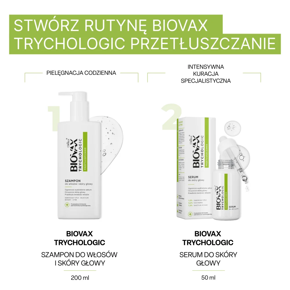 Biovax Trychologic Przetłuszczanie serum do skóry głowy, 50 ml