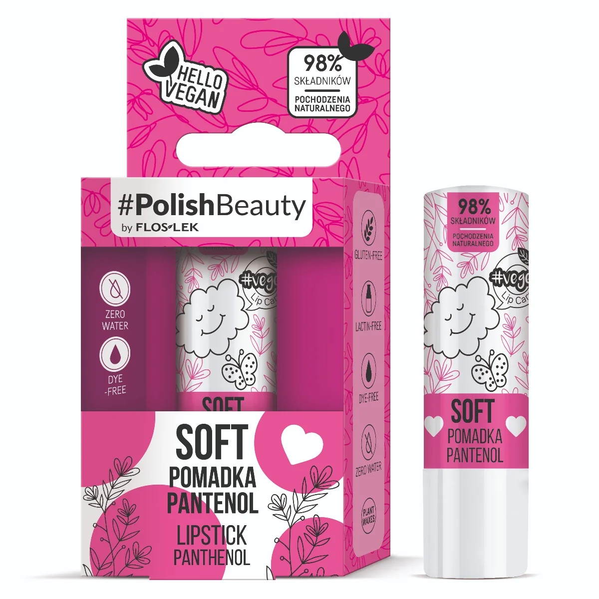 Flos-Lek Vege Lip Care  Soft, pomadka z pantenolem, 3,5 g. Data ważności 31.12.2024