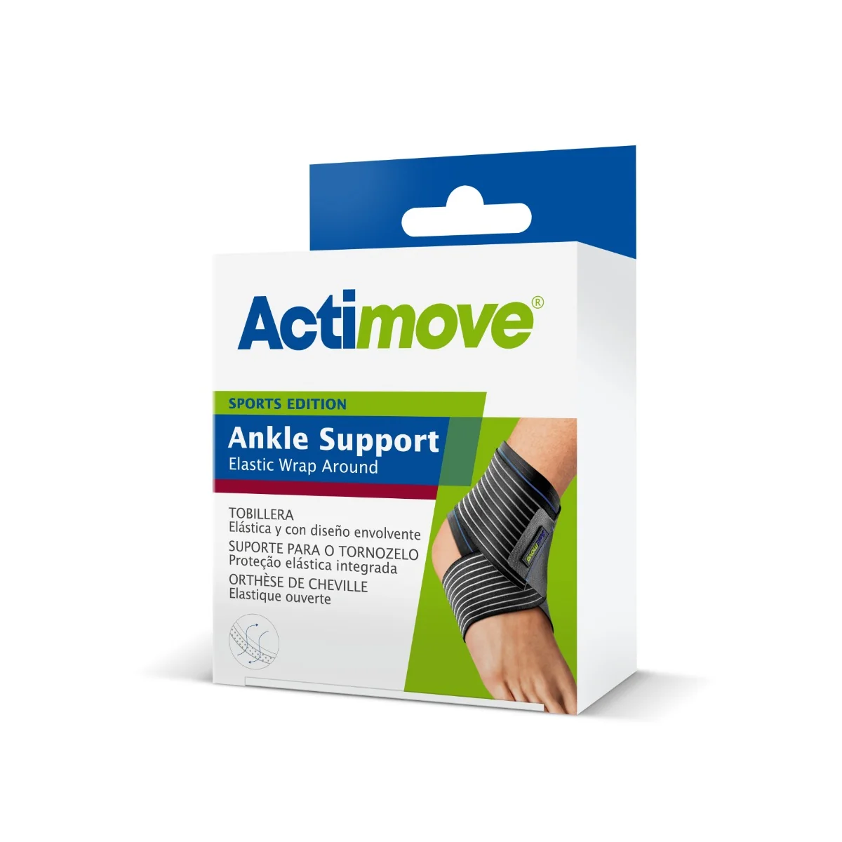 Actimove Sports Edition stabilizator stawu skokowego z elastycznym pasem do owijania rozmiar S, 1 szt.