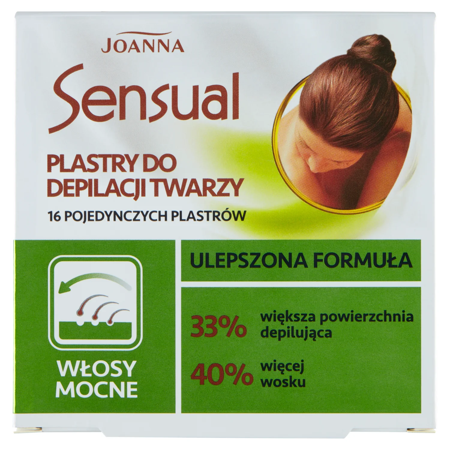 Joanna Sensual plastry do depilacji twarzy, włosy mocne, 16 szt.