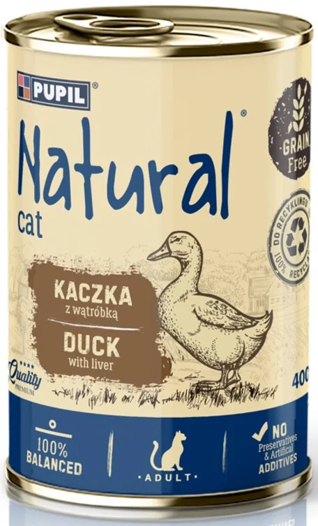 NATURAL, kaczka z wątóbką, mięsna karma dla kotów, 400 g