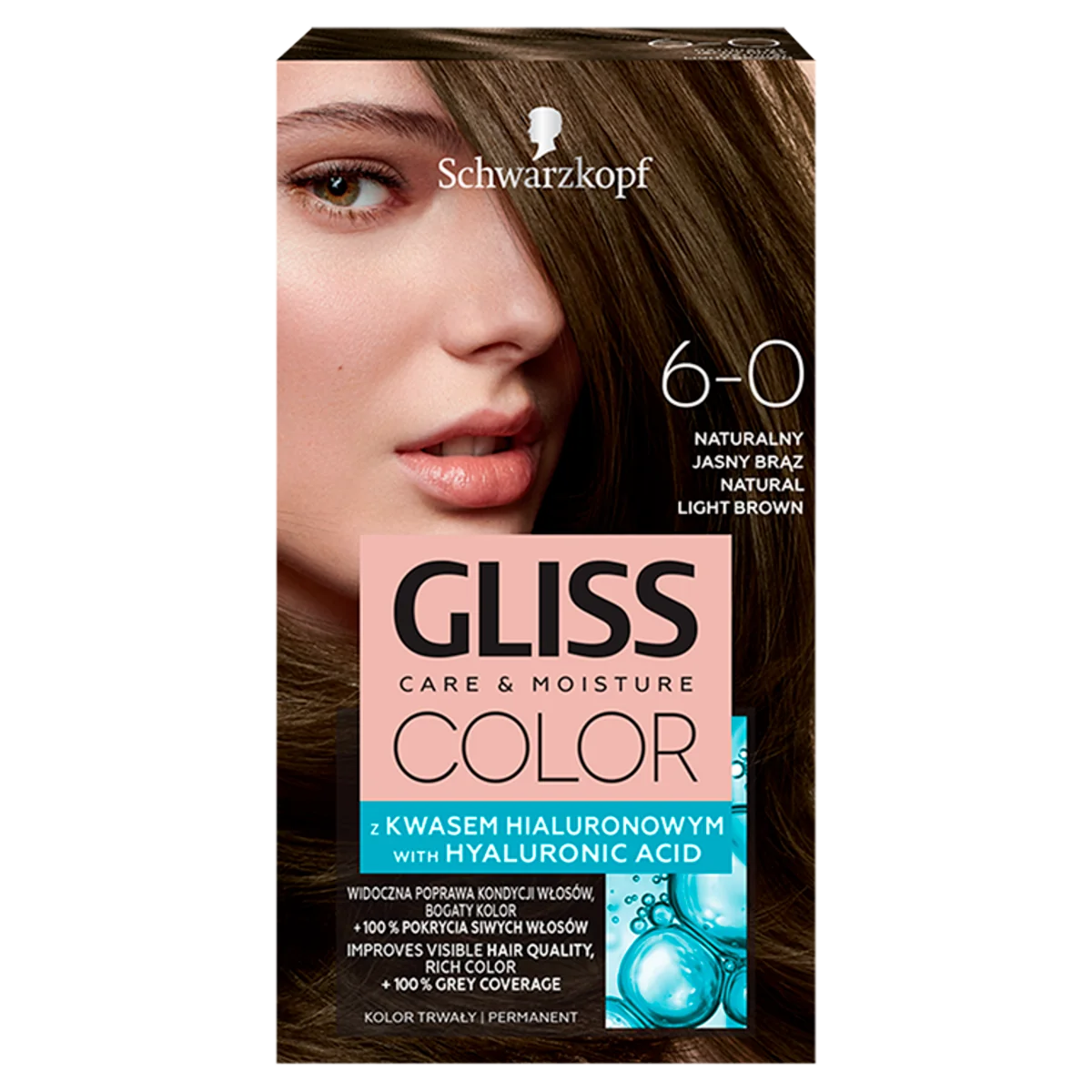 Schwarzkopf Gliss Color Farba do włosów do włosów nr 6-0 Naturalny jasny brąz, 1 szt.