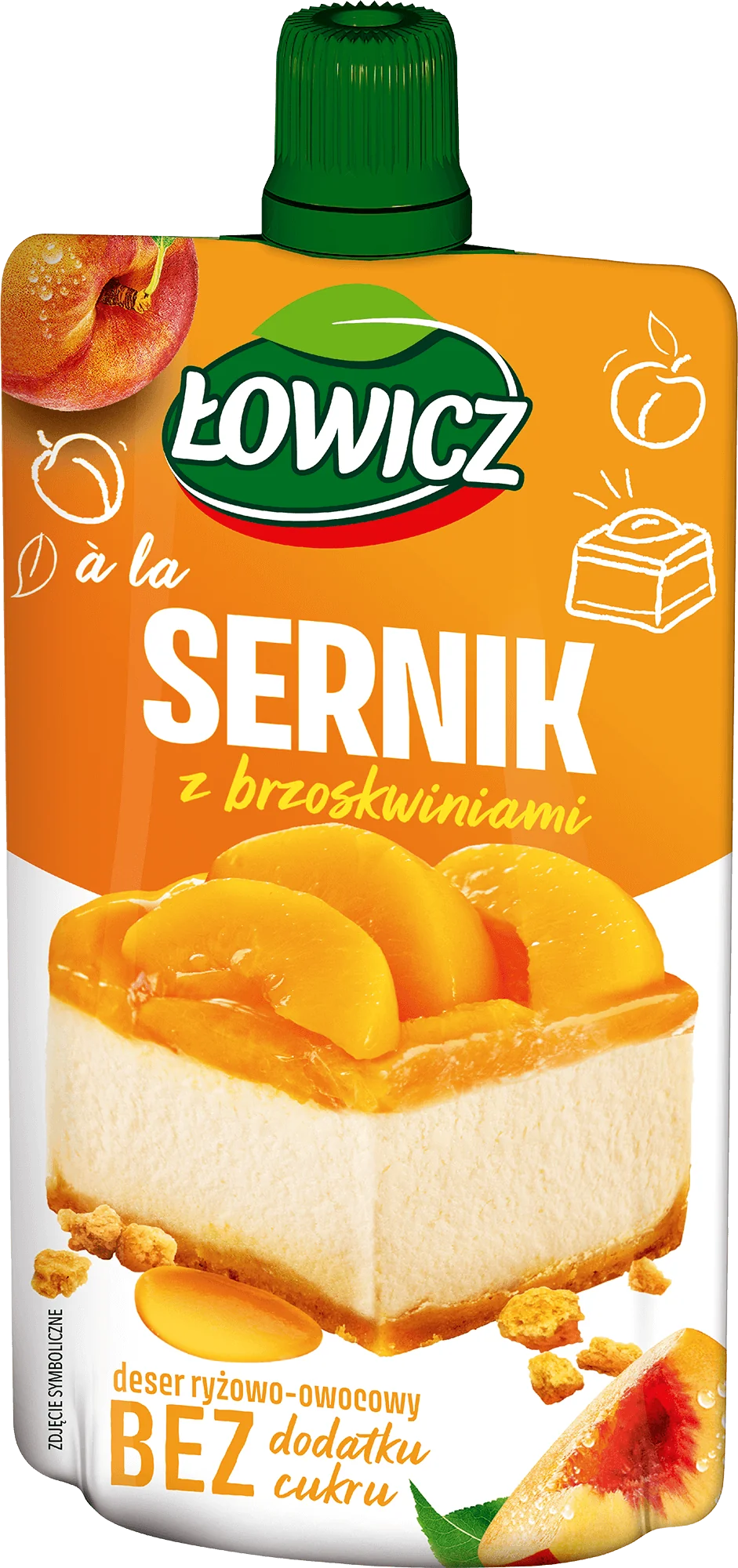 Łowicz Deser ryżowo-owocowy a'la sernik z brzoskwiniami, 100 g