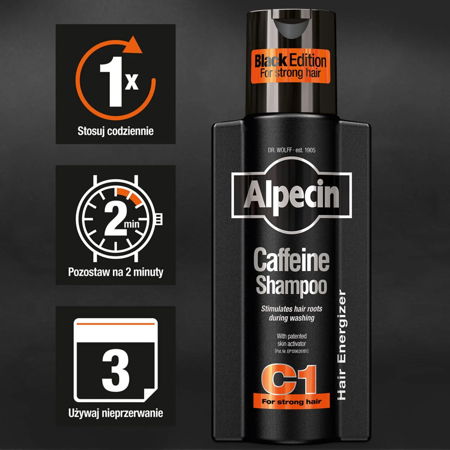 Alpecin C1 Black szampon kofeinowy, 250 ml 