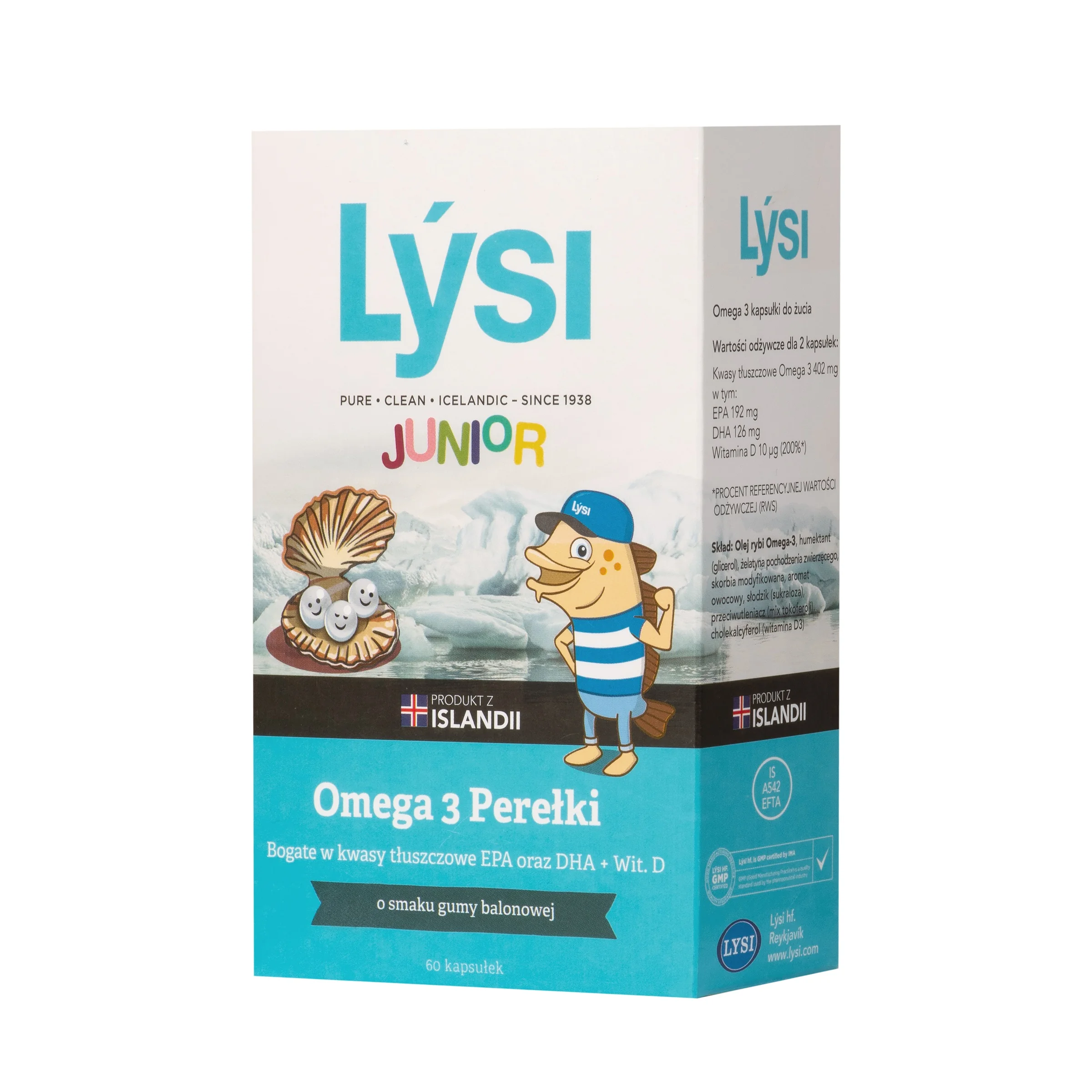 Lysi Junior Omega perełki o smaku gumy balonowej, 60 szt.