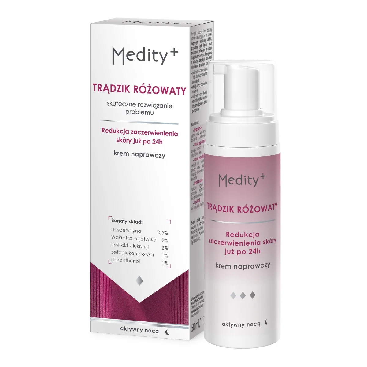 AVA Medity+ Rosacea Dermaline Rosacea Repair, krem do twarzy na noc naprawczy, 50 ml