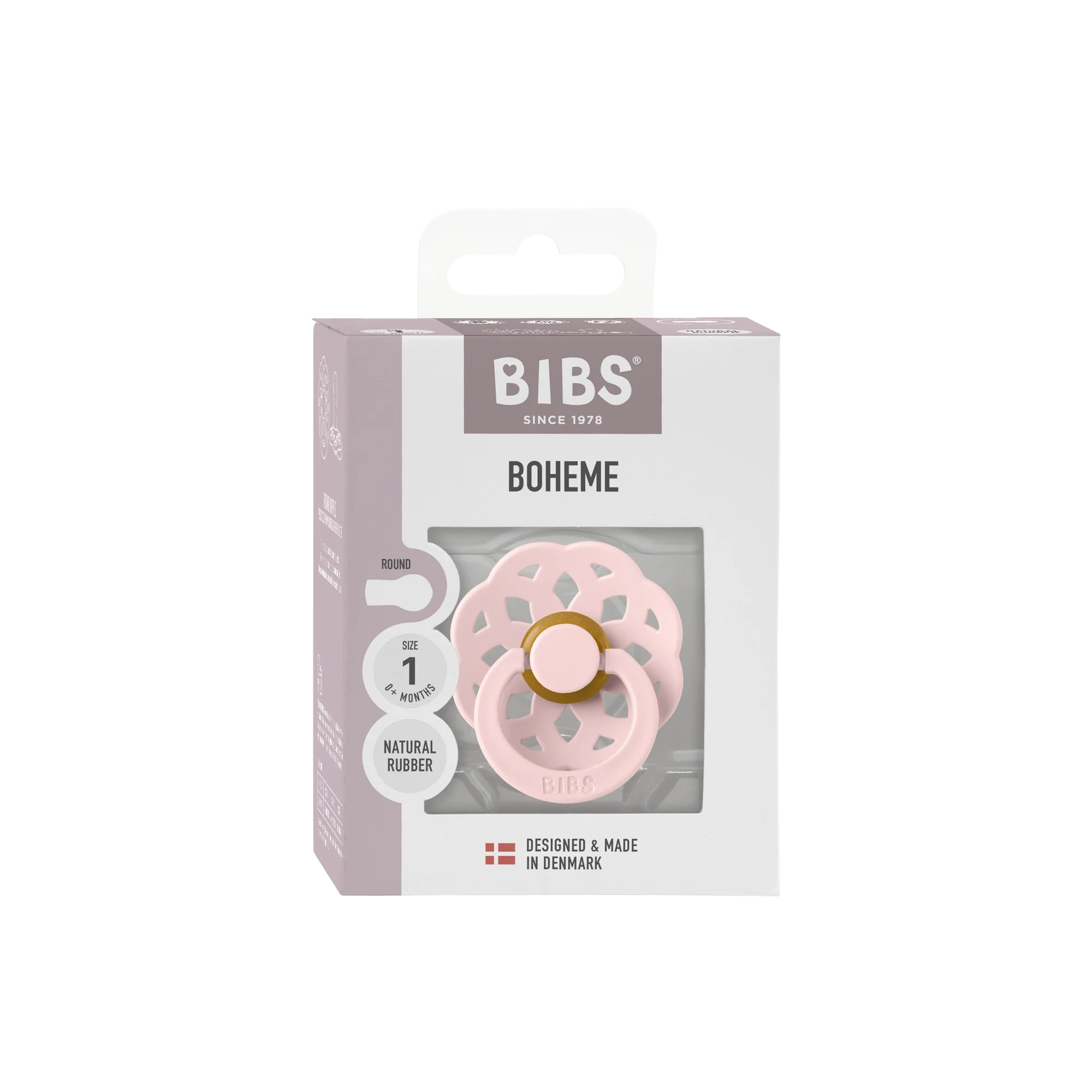 Bibs Pacifier Boheme Blossom smoczek lateksowy uspokajający 0-6 m, 1 szt.