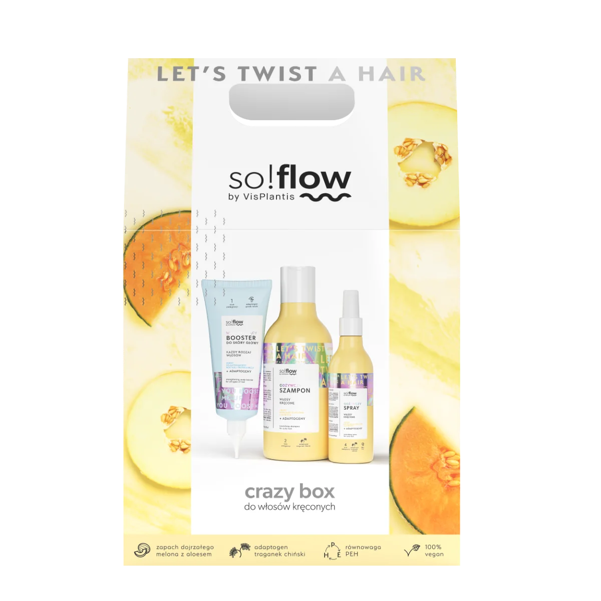 VisPlantis so!flow Zestaw kosmetyków do włosów kręconych Crazy Box szampon, spray, booster, 400 ml + 150 ml + 100 ml 