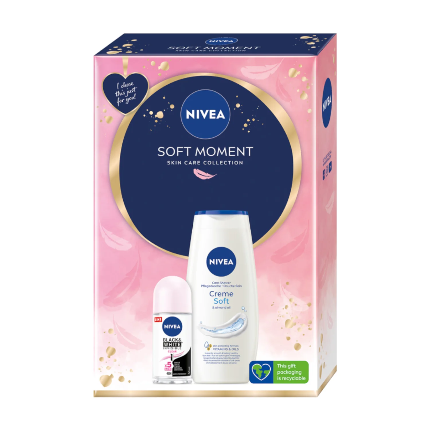 Nivea Soft Moment zestaw żel i antyperspirant, 250 ml + 50 ml