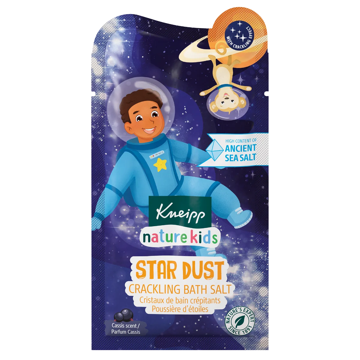 Kneipp Nature Kids Star Dust strzelające kryształki soli do kąpieli gwiezdny pył, porzeczka, 60 g