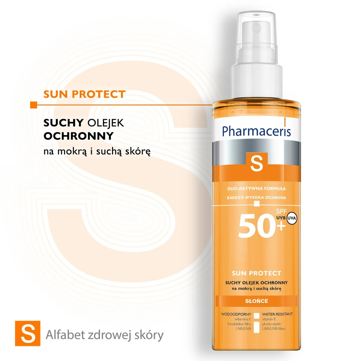 Pharmaceris S, suchy olejek ochronny na mokrą i suchą skórę SPF50+, 200 ml