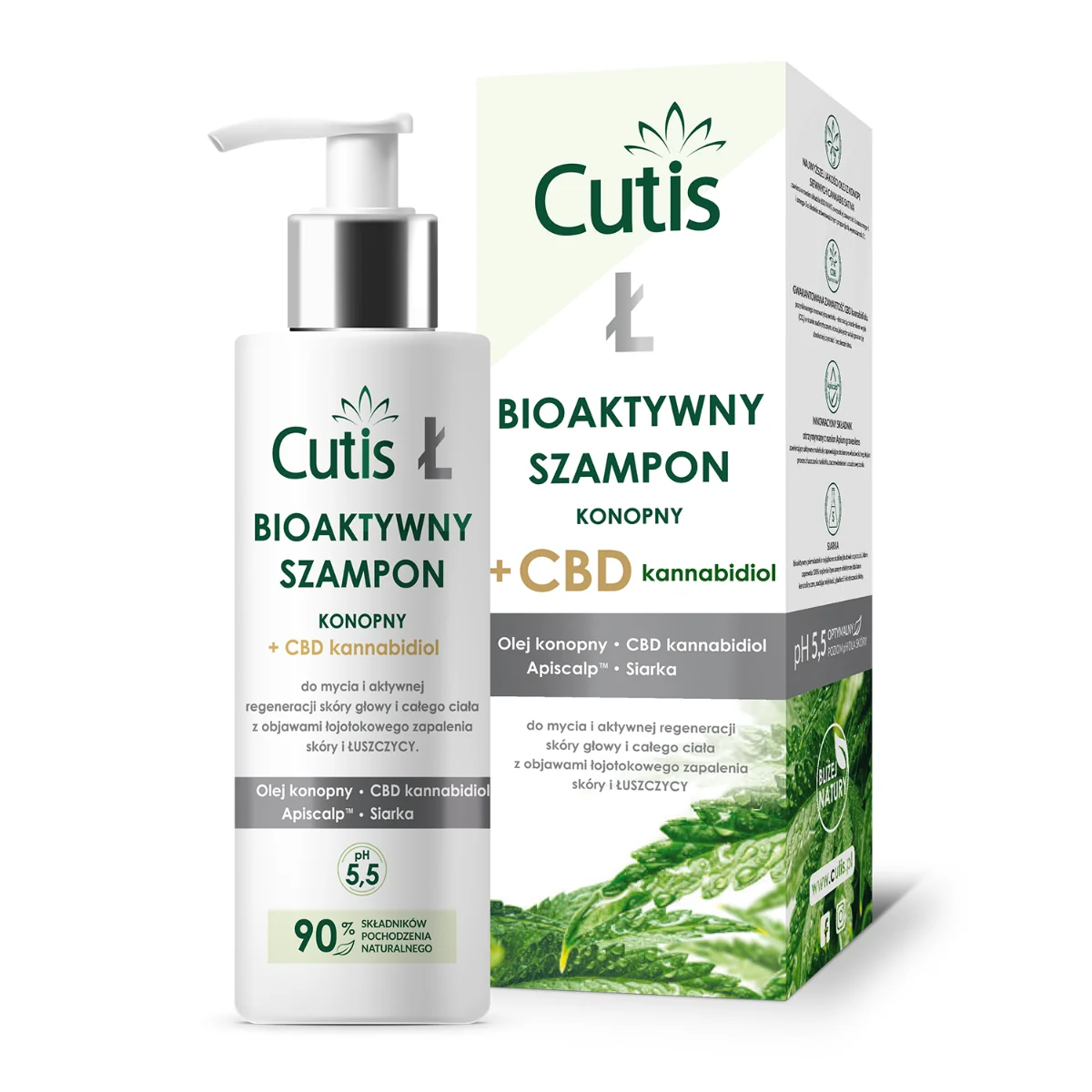 Cutis Ł, bioaktywny szampon konopny z CBD, 200 ml