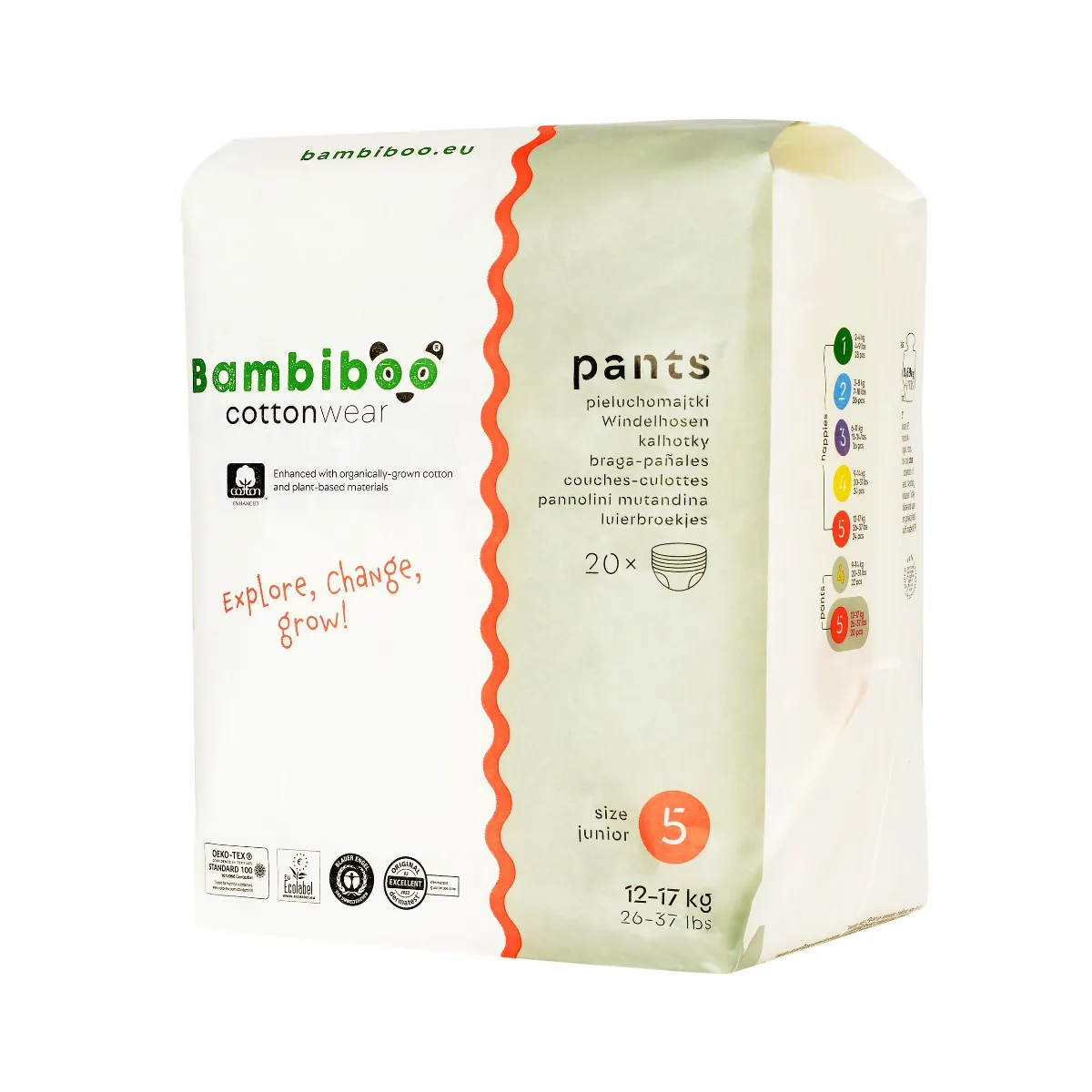 Bambiboo COTTONWEAR disposable pants with organic cotton, size 5