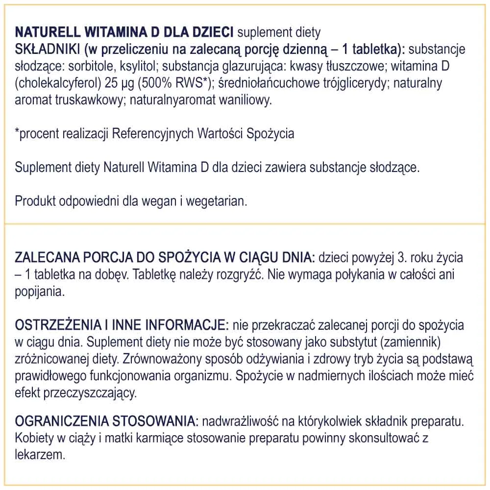 Naturell witamina D dla dzieci, 180 tabletek 