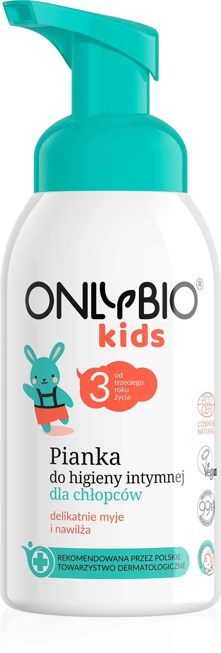 OnlyBio Kids pianka do higieny intymnej dla chłopców powyżej 3. roku życia, 300 ml