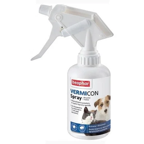 Beaphar Vermicon, Spray dla psa i kota przeciw kleszczom i pchłom, 250 ml