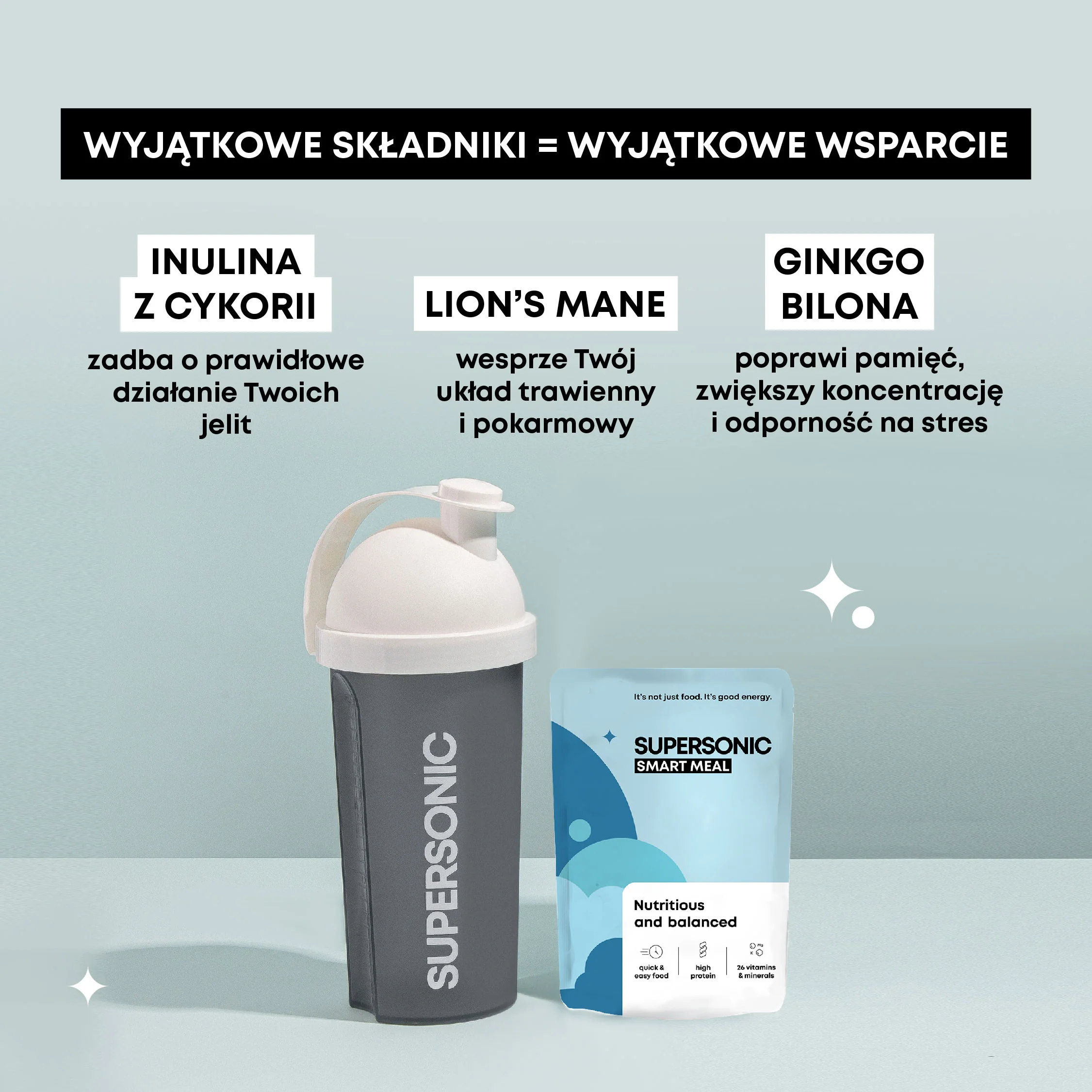 Supersonic Smart Meal pełnowartościowy posiłek o smaku ciasteczkowo-bananowego smoothie, 1 porcja, 100 g 