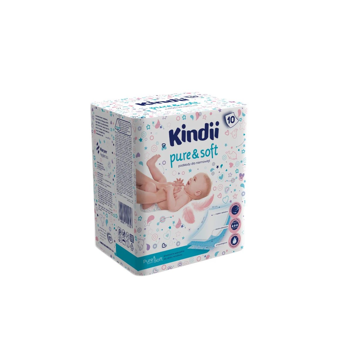 Kindii Pure&Soft, podkłady higieniczne 60x60, 10 sztuk