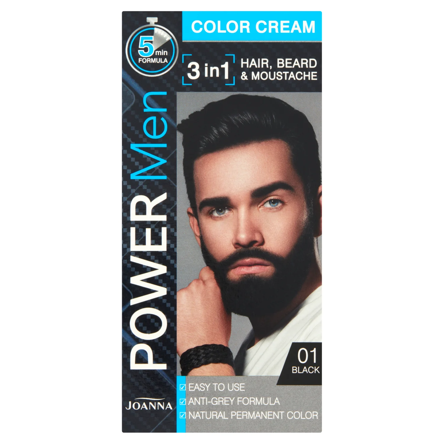 Joanna Power Men Color farba do włosów i brody black 01, 100 g