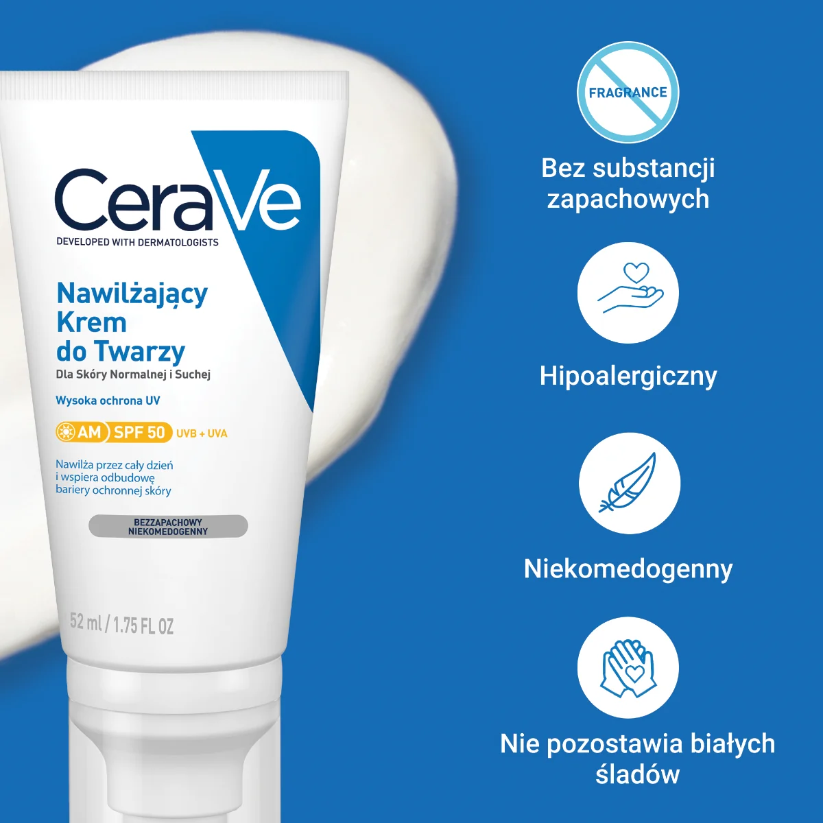 CeraVe nawilżający krem do twarzy SPF 50, 52 ml