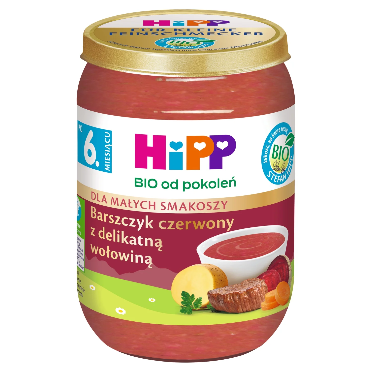 HiPP BIO od pokoleń barszczyk czerwony z delikatną wołowiną po 6. miesiącu, 190 g