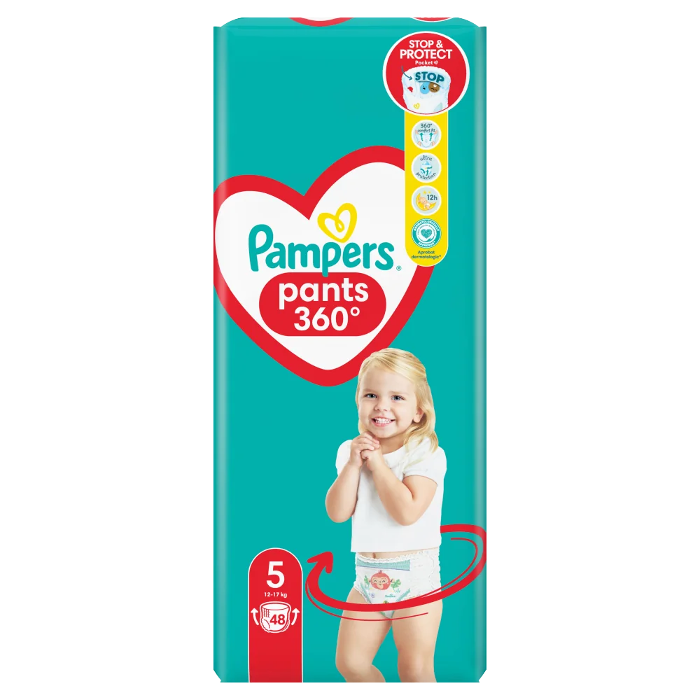 Pampers Pants 5, pieluchomajtki, rozmiar 5, 12-17 kg, 48 sztuk