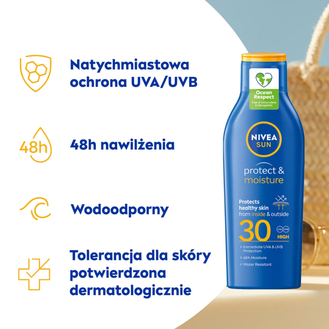 Nivea Sun Protect & Moisture nawilżający balsam do opalania SPF 30, 200 ml 