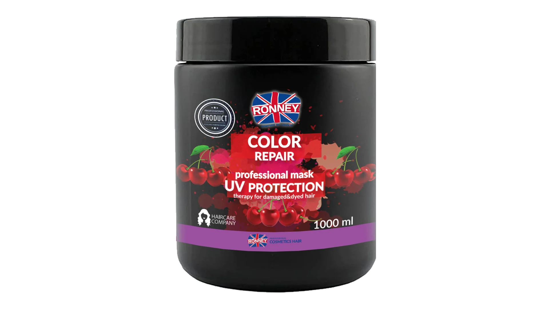 RONNEY Color Repair Cherry UV Protection, maska do włosów farbowanych, 1000 ml